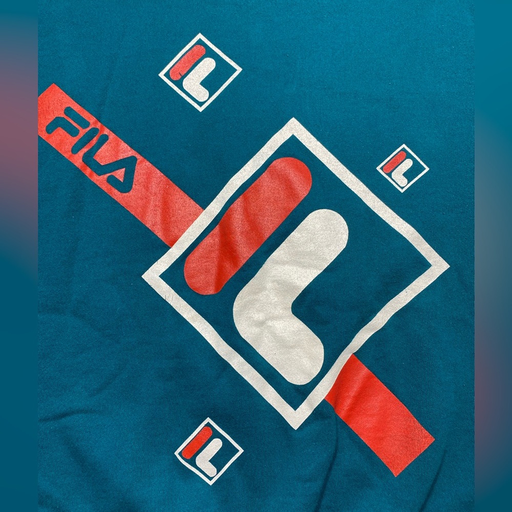 Vintage 90's FILA Big Logo Color Block Sweatshirt USA Hanes Signature Collection - Picture 3 of 8